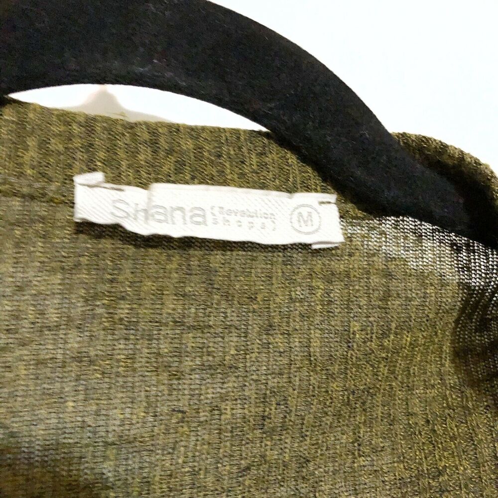 Shana Revolution Shops Green Open Front Cardigan Ribbed Size M Medium - Picture 2 of 7